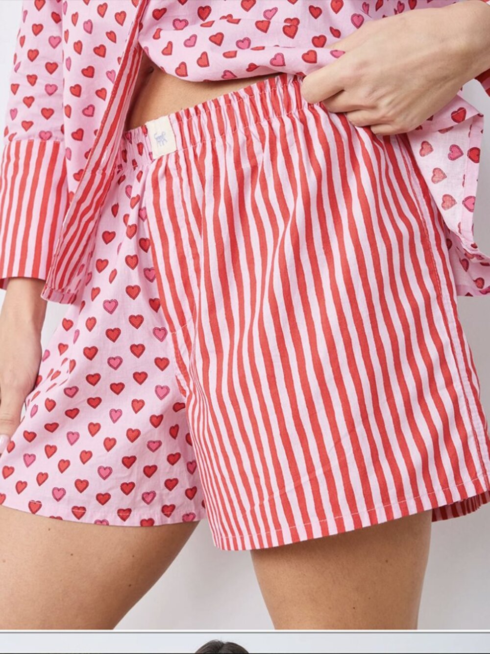 PrintFresh Pajama Boxer Shorts L Mini Candy Hearts Pink Macaron Stripes